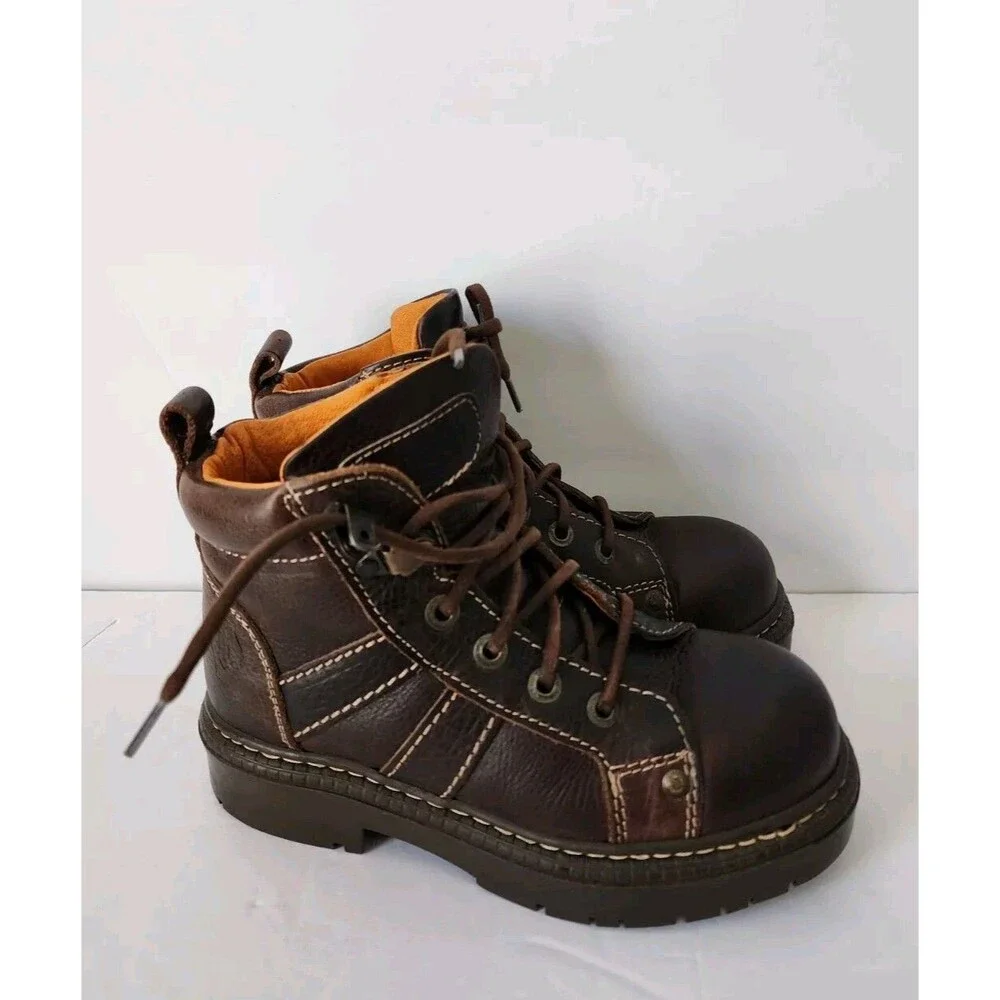 Rare London Underground Platform Leather Brown Lace Up Boots Wm 6 Men 4